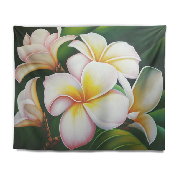 Bay Isle Home White And Yellow Blossoming Plumeria V Polyester Tapestry Wayfair